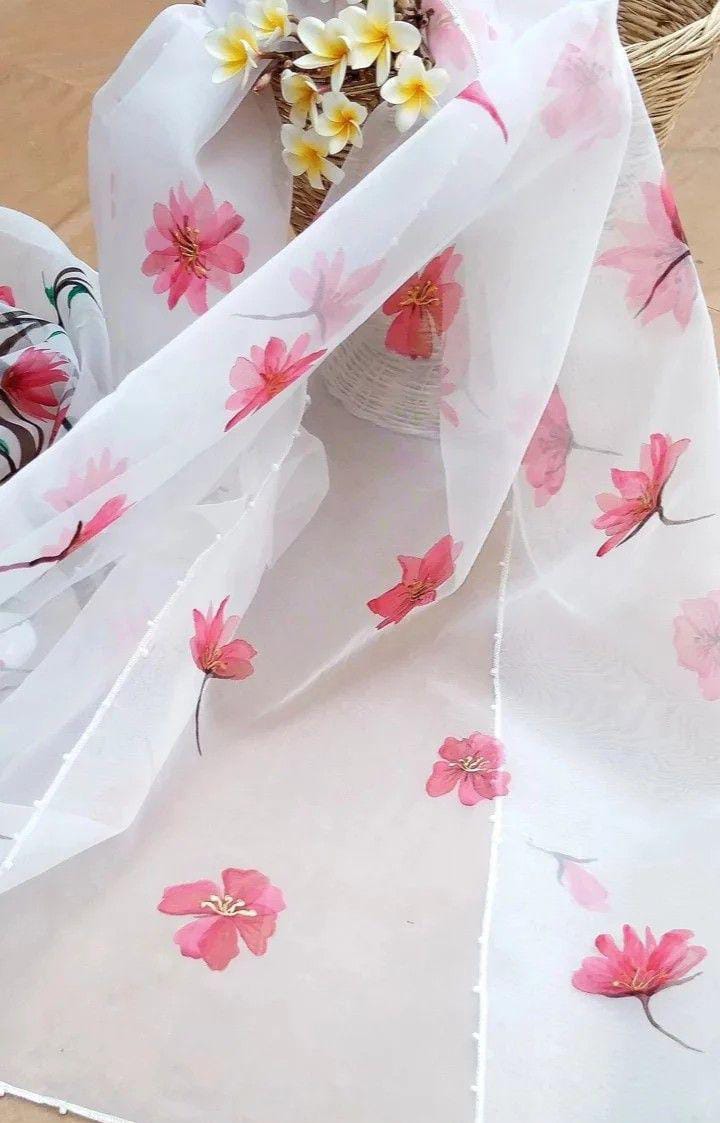 Hand Painted Organza Dupatta