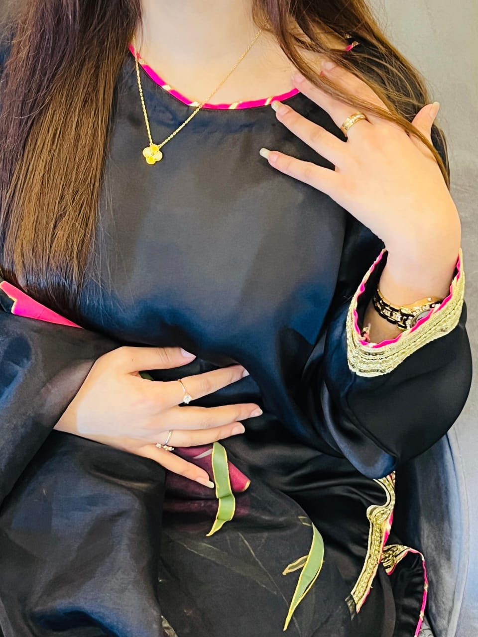 Silk Hand Painted Dress Black Dress With Hand Painted Dupatta